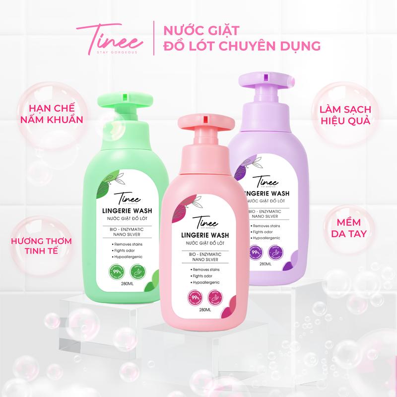 Nước Giặt Đồ Lót Chuyên Dụng Tinee - Nano Bạc Hạn Chế Nấm Khuẩn (280ml/ chai)