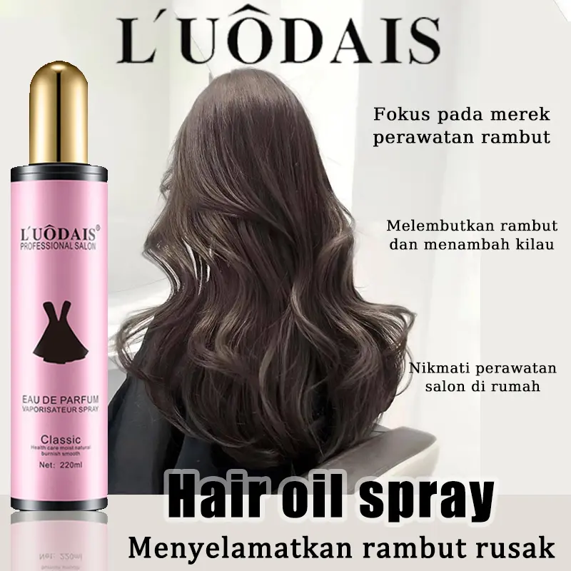 LUODAIS Hair spray Treatment 220ML Hair Care Perfume Spray Hair Salon Perfect First Essential Tonic Pelembab Rambut Indah Bersinar Berkilau Sehat Kuat Anti Kering Kusam Bercabang Perawatan Rambut Kulit Kepala Aman Hair Treatment Care Beauty Product 0
