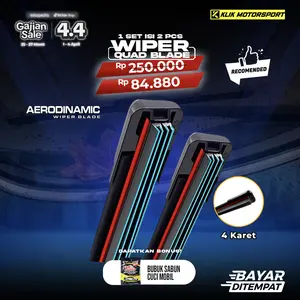 AERODINAMIC Wiper Mobil QUAD Blade QUAD Layer 4 Lapis Karet Frameless 2 PCS Sepasang Universal Semua Tipe Jenis Mobil