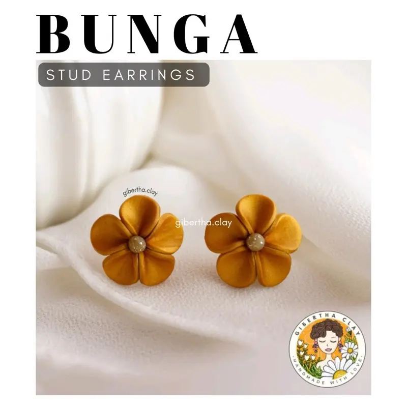 GIBERTHA | BUNGA STUD - Anting Wanita Handmade Clay Earrings / Anting Bunga 2