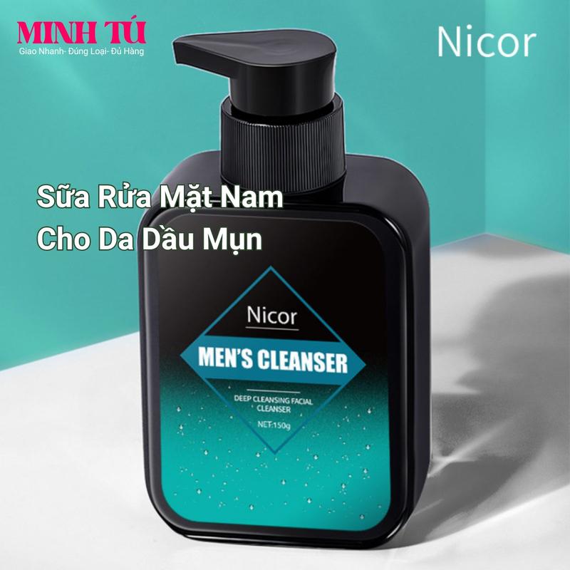 Sữa rửa mặt Nam giới da dầu mụn Nicor skincare 150g sữa rửa mặt tốt cho nam dạng gel nhẹ nhàng cho da Ni056 men làm Đẹp Da