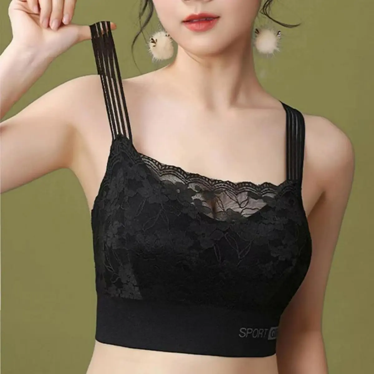 Áo Ngực Nữ, Ren Không Đường May, Cỡ Lớn, Thiết Kế Chun, Thoải Mái Và Thoáng Khí, Thích Hợp Cho Thể Thao, Kiểu Áo Vest, Áo Ống, Áo Ngực Bra Đồng