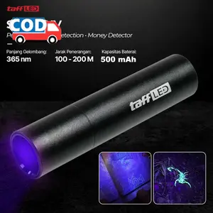 Senter UV Mini Deteksi Urin Jamur Uang Rechargeable Tahan Air 365nm Bodi Aluminium untuk Hewan Peliharaan