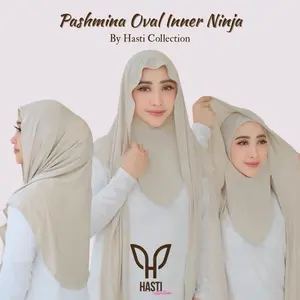 HASTI - Pashmina Instan Oval Inner Ninja Menutup Leher Kaos Rayon Airflow