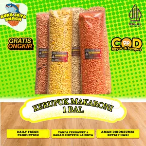 Kerupuk Makaroni Jaya Snack - Cemilan Gurih 1kg - Keripik Jajanan 1 Bal snack murah Camilan Food Pedas Asin Chips Makanan Kripik Fish Fish Fish Fish Fish