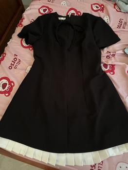 Product Review of Váy A Nơ Cổ Lai Xếp Ly Trắng Hipbykhuyen - Phom A, 2 Lớp Chất Tuyết Mưa, Lai Váy Phối Trắng - Dress, Nữ, Women from B**h b** n** 1