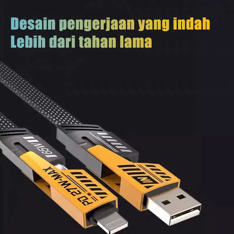 ZHIKE Kabel Data 4 IN 1 PD Fast Charging 27W+65W USB-A to Type-C/iOS Lightning Type-C to Type-C/iOS Dikepang 1M 5A 280W 240W Adaptor GaN Pengisi Cepat Cable Charger Kasar dan Tahan Lama Untuk iPhone Android XIAOMI HUAWEI VIVO OPPO 4