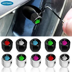 AQTQAQ 1 Set Cool Anti-theft Middle Finger Style Tire Valve Stem