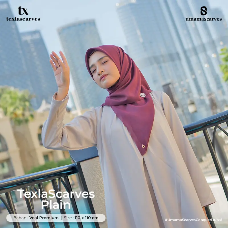 BOX TEXLA SCARVES POLOS BY UMAMA SCARF FREE BROOCH  Jilbab Umama Paris Cotton Premium LC 110x110 cm 5