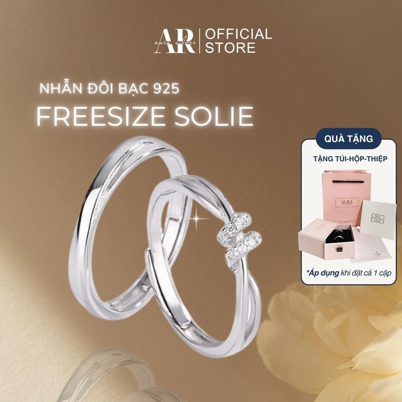 Nhẫn đôi Solie bạc 925 nhẫn cặp freesize -Aura Silver-ND11