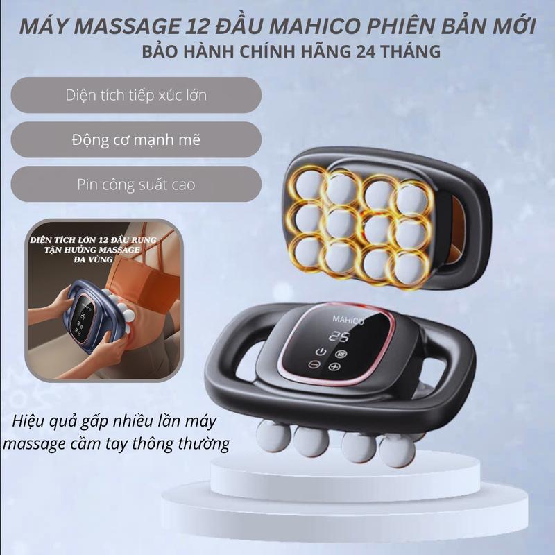 Máy massage 12 đầu màu xám MAHICO, máy mát xa toàn thân giúp giảm nhức mỏi cơ, bảo hành 24 tháng