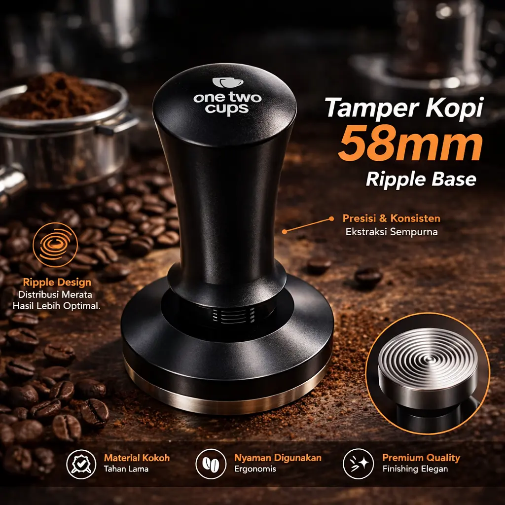 Tamper Kopi Espresso Barista Threaded Base Stainless Steel 304 Auto Rebound dengan Skala Tekanan Presisi 51/53/58mm - JN-24
