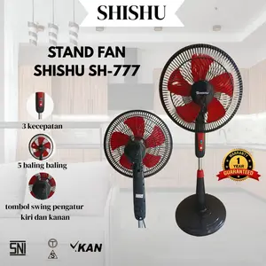 [HANYA DISINI] Standfan SHISHU 16inch Kipas Angin Berdiri SHISHU SH-777 Hitam Merah Baling
