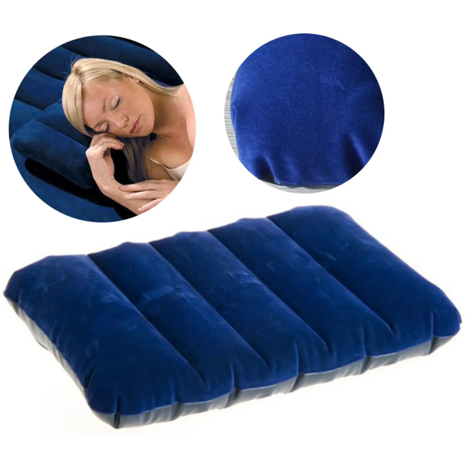 Outdoor Camping Air Inflatable Pillow Travel Portable Folding Car Pillow Ultralight Beach Plane Head Rest Bed Sleeping Comfortable Pillow Neck and Lumbar Support