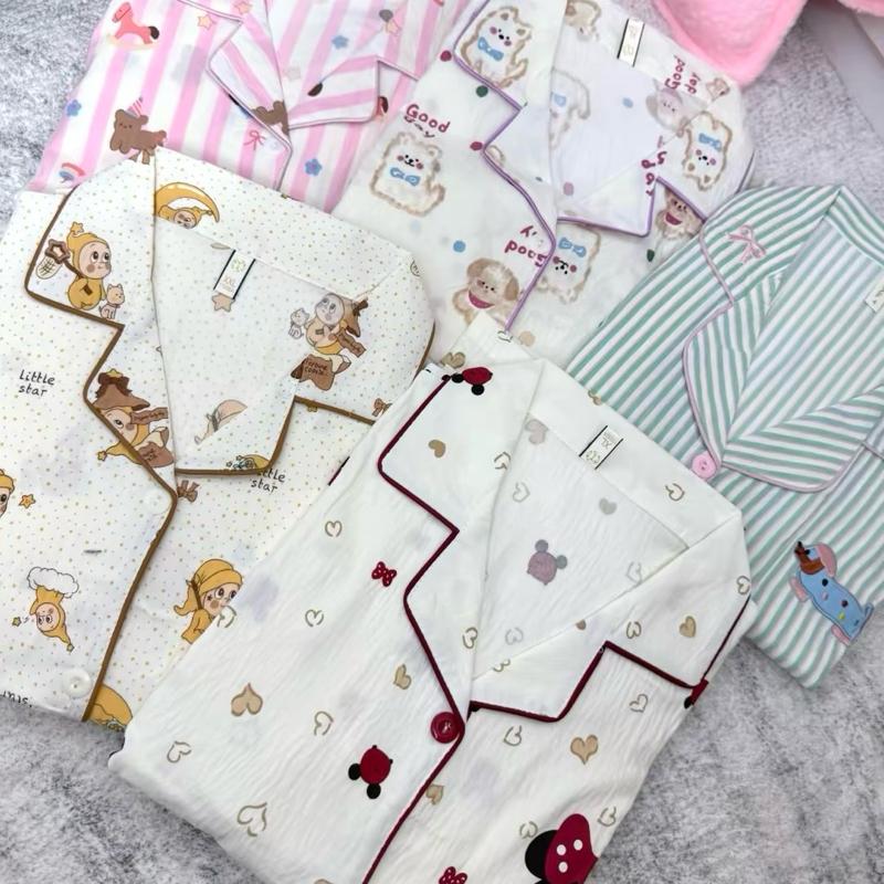 [ COTTON MÂY - HÀNG QC ] Bộ Đồ Ngủ Nữ Áo Tay Dài Chất Cotton Mây Mềm Nhiều Họa Tiết Đủ Size ( Có Bigsize )  Women