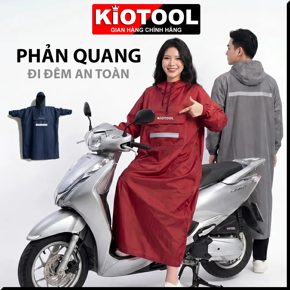 Áo mưa bít da cá Kiotool siêu bền phù hợp nam nữ đi xe máy