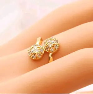 Cincin Boba Pull permata bulat Warna gold Anti karat