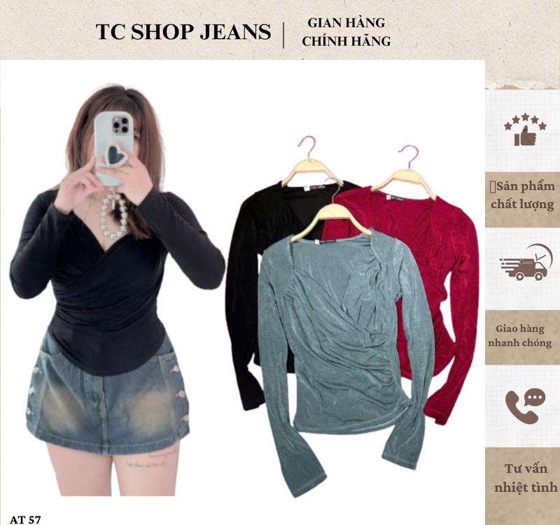Áo Thun Nữ Bigsize Tay Dài Vải Nhũ Nhiều Màu TCSHOP MS AT 57 Women Top