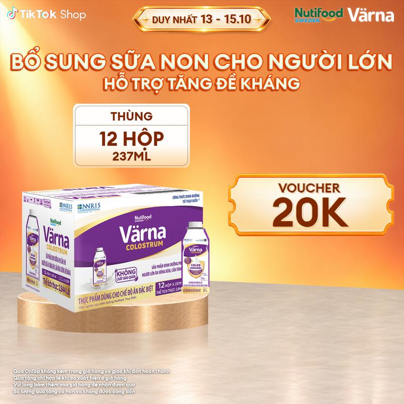 [LIVE] Thùng 12 Hộp Sữa Bột Pha Sẵn Varna Colostrum - Bổ Sung Sữa Non Hỗ Trợ Tăng Đề Kháng Nhanh (12 hộp x 237ml)