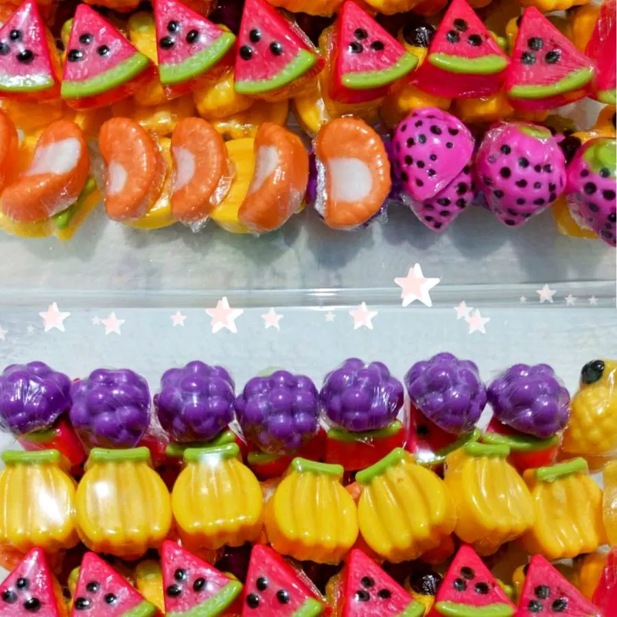 cokelat karakter mini buah2an isi 60/110 picis,enak dan manis