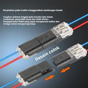 Blok terminal LED bebas solder dan bebas pengupasan dengan kunci Pasangan kabel daya konektor inter-pluggable 2P D2