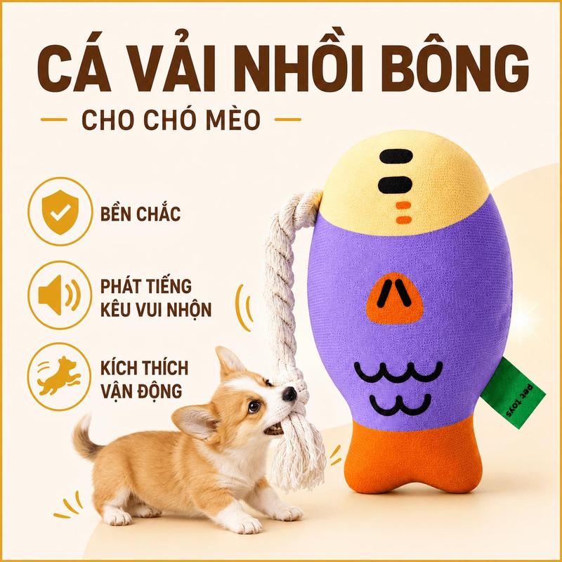Cá đồ chơi bện dây thừng cho Chó,Mèo -Tăng cường vận động, giảm stress