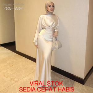 Set Baju Muslimah Warna Pepejal Gaya Dubai Rok Ekor Ikan Elegan Selesa Bergaya Cheongsam Top Lengan Pendek Atasan Wanita Fashion CNY Sadie Cotton Short Sleeve T-shirt Women Kurung Modern Leher Kebaya Premium Batwing Sulam Tangan Butang Kids Lace Material