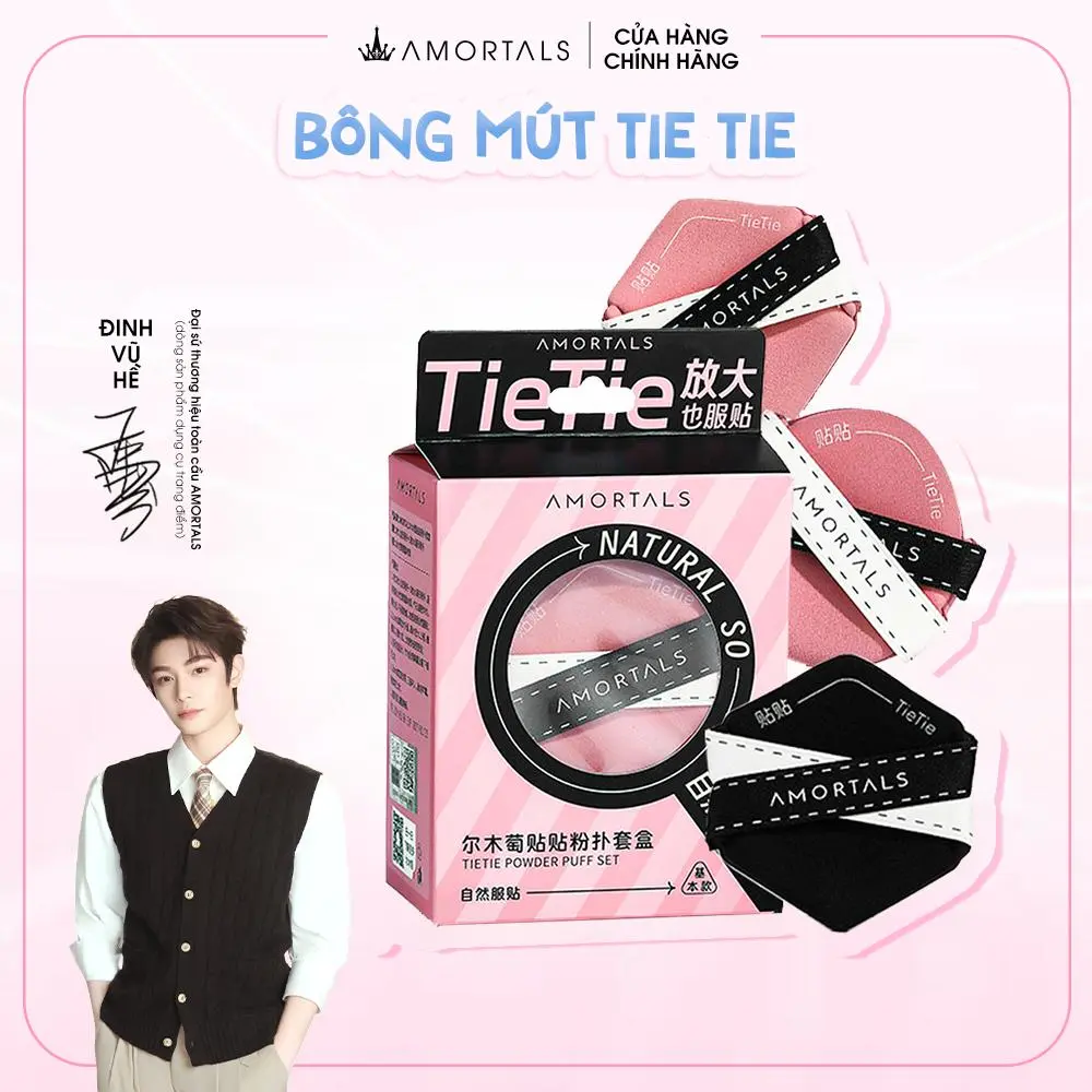 Bộ 3 Mút Trang Điểm TieTie Amortals Pink & Black Đa Dạng Có Thể Dùng Khô Và Ướt