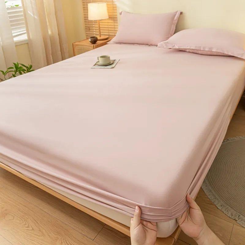 Product Introduction of INS Style Solid Color Fitted Sheet One-Piece Bedspread Student Dormitory Simmons Dust Cover Mattress Cover Pillowcase Universal 15