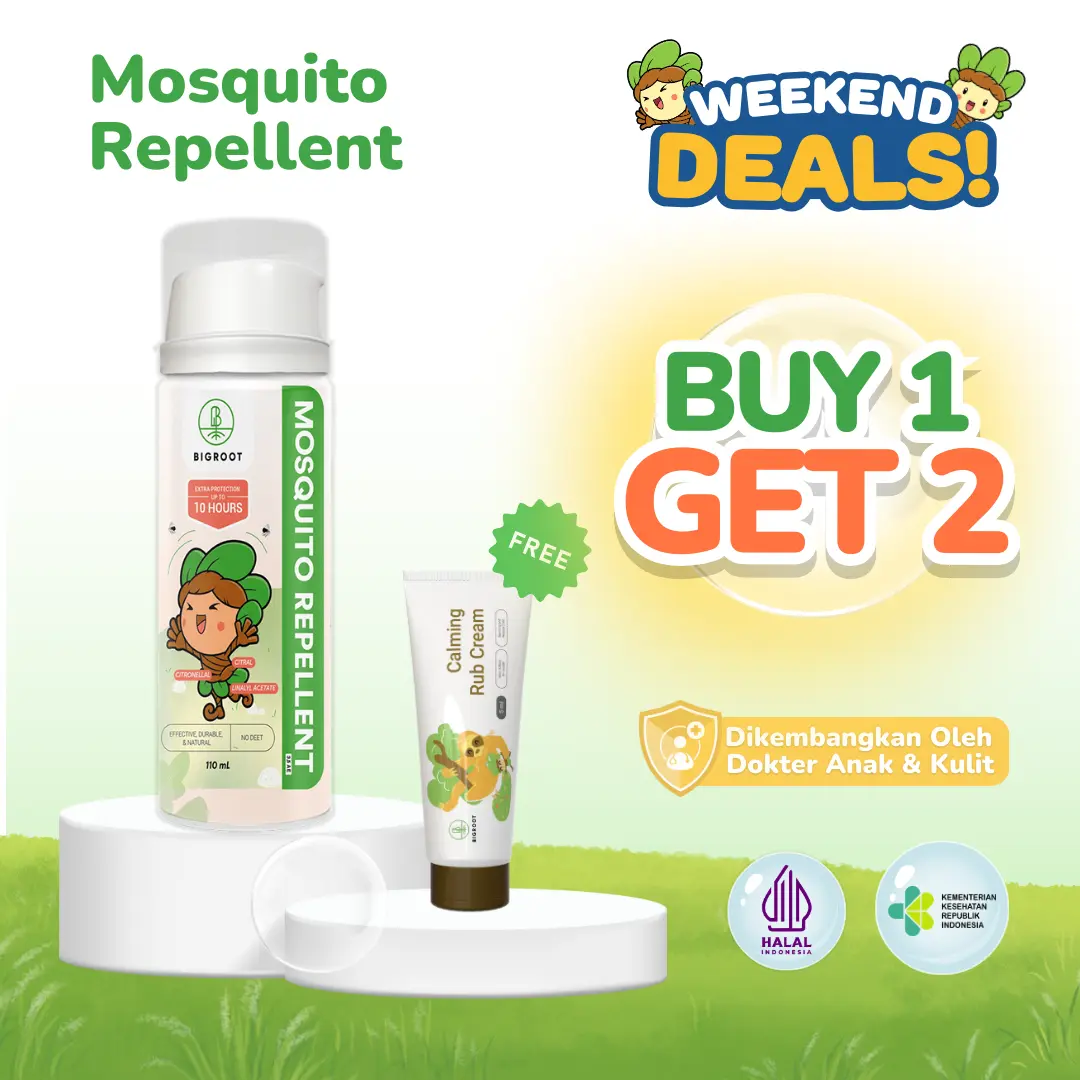[BUY 1 GET 2] Bigroot care Mosquito Repellent Bayi 0 Bulan -  Dewasa 110ml, Aman Untuk Kulit Anak-Anak dan Dewasa FREE Calming Rub 5ml