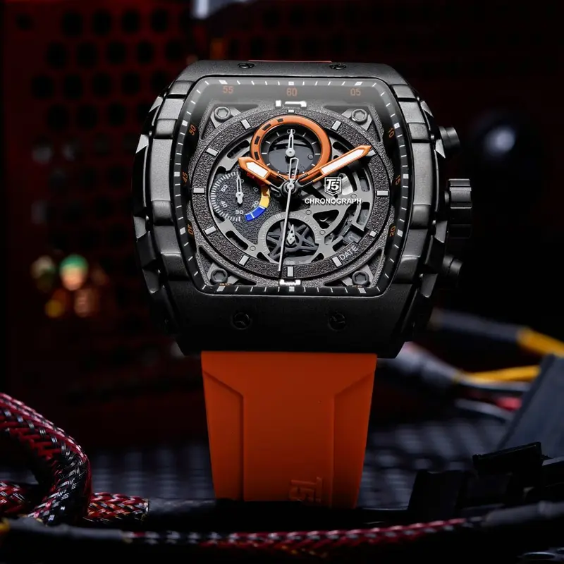 Jam Tangan T5 Original Eksekutiv 56G Rubber Strap Olahraga Kemewahan Chrono Aktif Black Blue Grey Multi Warna 6