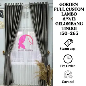 gorden blackout lambo gorden jendela  ruang tamu gorden jendela  custom tampa sambungan 6/9/12 gelombang tinggi 265 cm