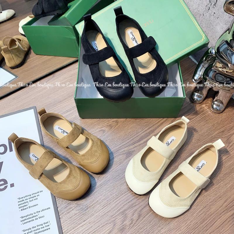 [Thảo Em - BB42] Giày búp bê đế mềm phối quai ngang bản to basic
