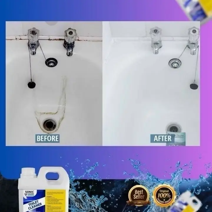 SONIC Toilet Cleaner pembersih kerak toilet keset kamar Pembersih Noda Kerak Toilet Kloset 1 Liter Produk 100% original ampuh Pembersih Kerak Toilet Kemasan 1 Liter / Keramik / Kran / Stainless / Kloset / Cairan Ajaib By Sonic Shower 8