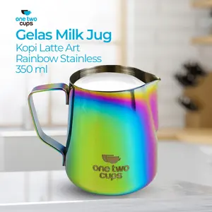 One Two Cups Gelas Milk Jug Kopi Latte Art Rainbow Stainless Steel 201 - 10084
