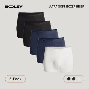 BOLSY Ultra Soft Modal Boxer Brief Men 5 PCS | Celana Dalem Premium Underwear Pria Lembut Seperti Kulit