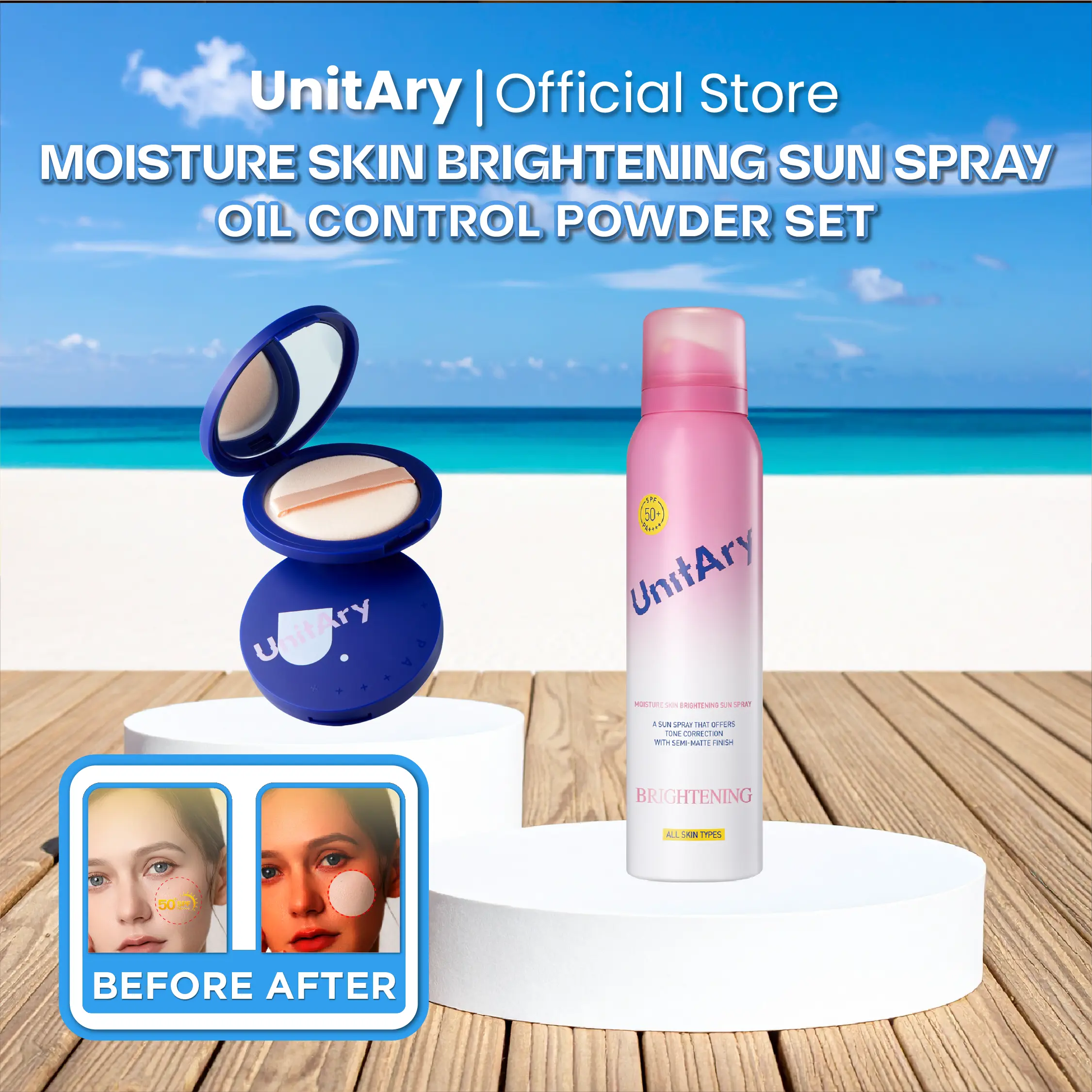 Moisture Skin Brightening + Oil-Control Powder set