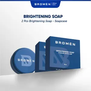 2 PCS BROMEN BRIGHTENING SOAP @50g + SOAPCASE | SKINCARE COWOK | Perawatan Mencerahkan Wajah Pria Kusam