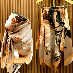 hijab segiempat motif bunga bahan voal Sublime/print/lassercut