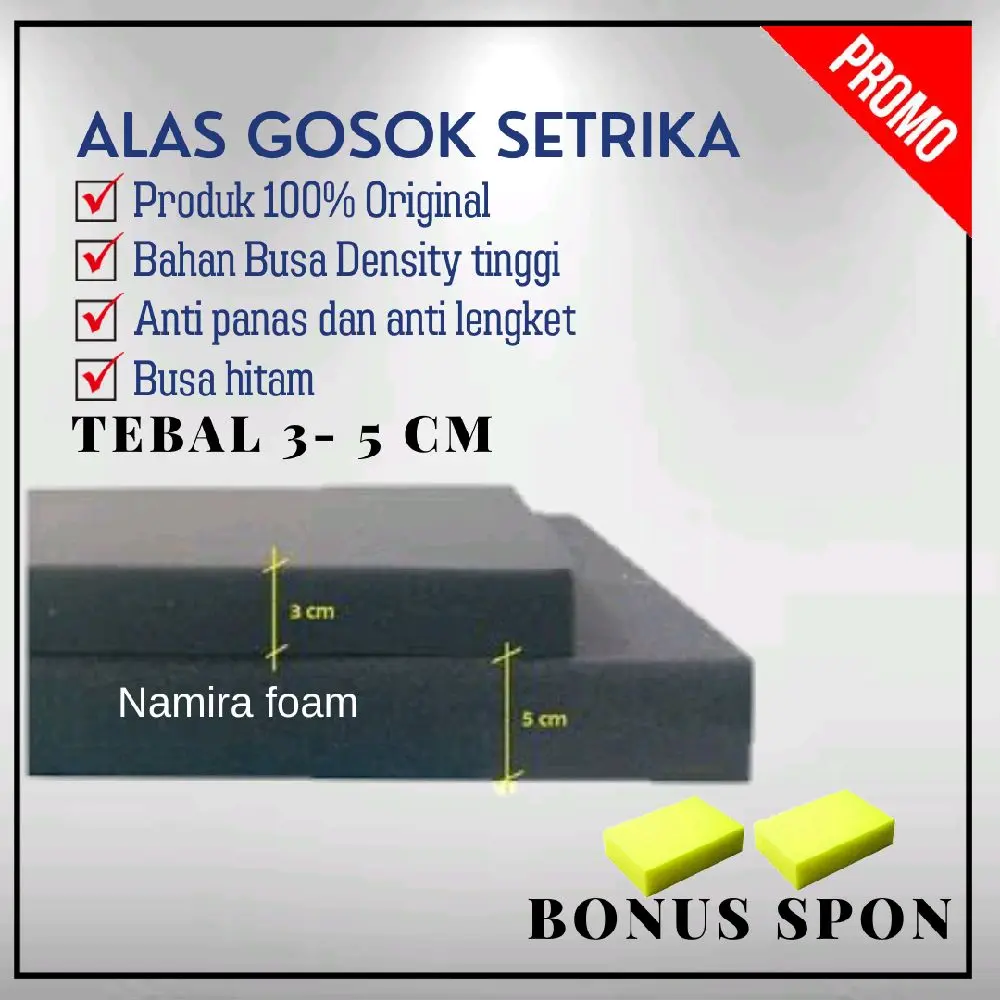 Alas Gosok Busa Hitam Tebal 5 cm | Alas Setrika Tahan Panas anti Lengket Portabel Rumah Tangga Sarung