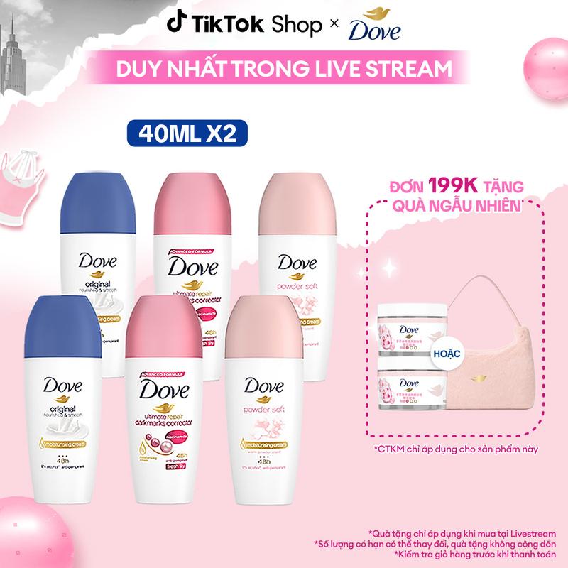  Combo 2 Chai Lăn Khử Mùi Hôi Dove Dưỡng Da Hương Dịu Nhẹ 40mlx2  1  