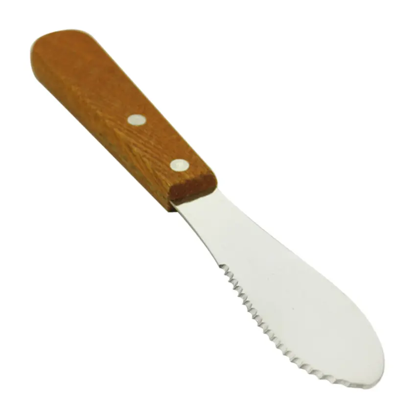 1pc Butter  Cream Spatula Serrated Stainless Steel Wooden Handle for Pastry Cake DIY Shop Bread Slicer Bagel Slicer
