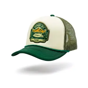 Wankbay Topi Trucker Plastisol Explore Life Green White Dewasa Corduroy Hat