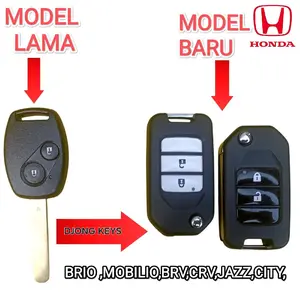 Honda Casing Remot Model Lipat Flip Key Dua Tombol untuk Brio Mobilio BRV CRV Jazz City Car Kunci