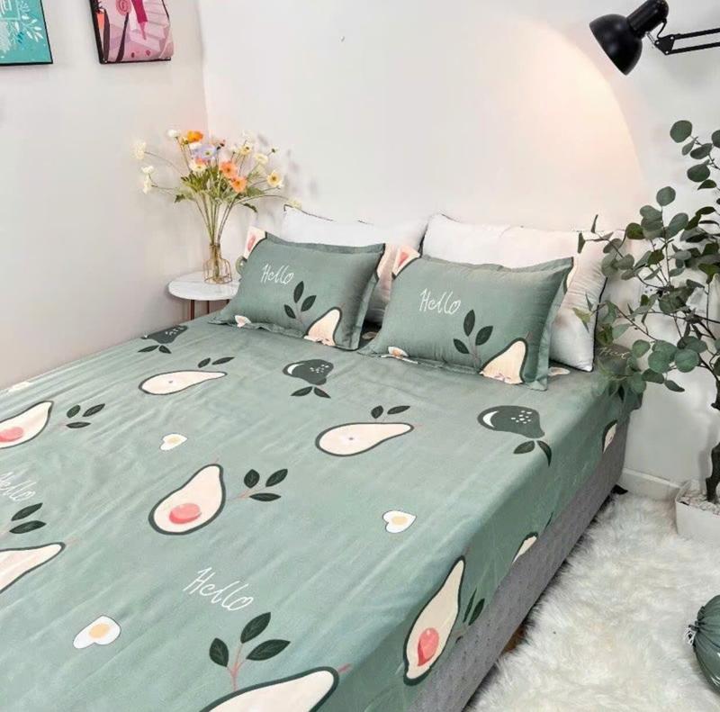 Bộ ga gối 3 món bọc đệm 2-10cm ,chất poly cotton,kích thước từ 1m-2m mẫu caro 4