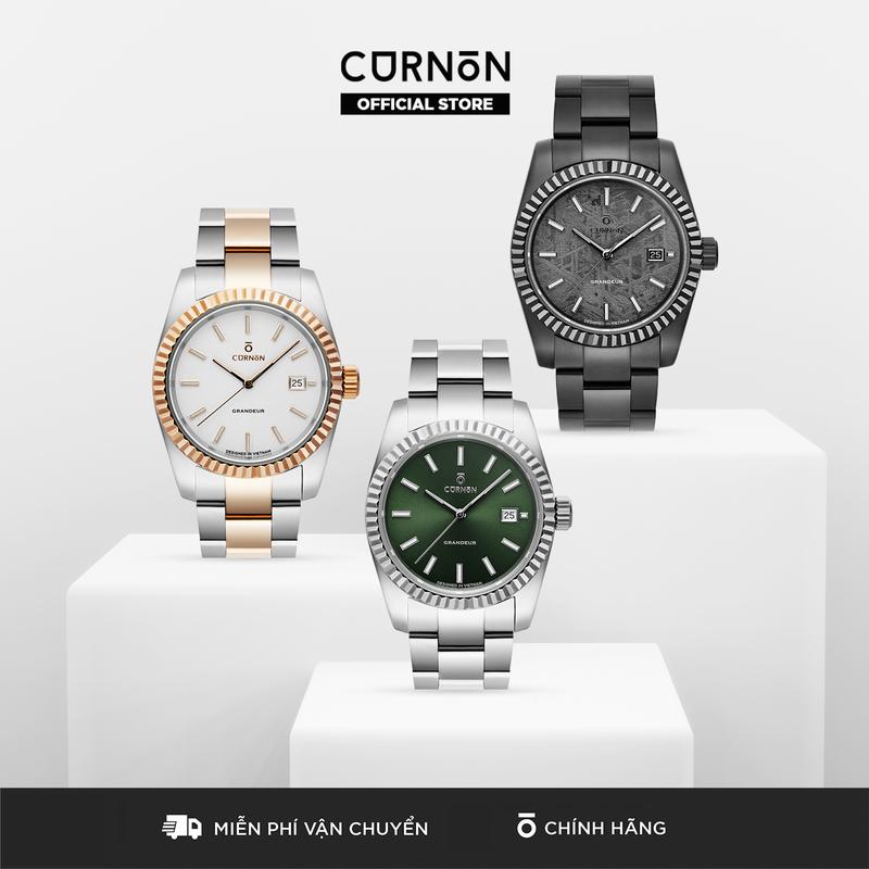 Đồng Hồ Nam Curnon Grandeur Collection – Mặt Kim Dạ Quang Thiết Kế Sang Trọng Dây Kim Loại Chính Hãng