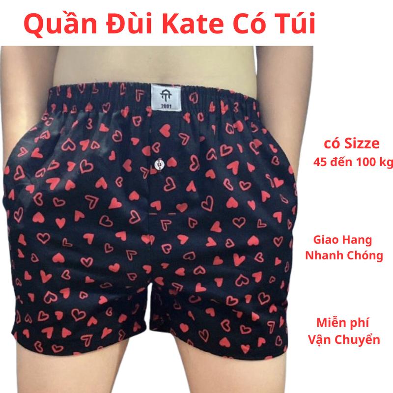 Quần Đùi Nam Có Túi 2 Bên ,Cúc Cài Phía Trước Chất Vải Kate Cotton Mặc ngủ Mặc nhà Mùa Hè  Thoáng Mát( Size 45 đến 100 kg)