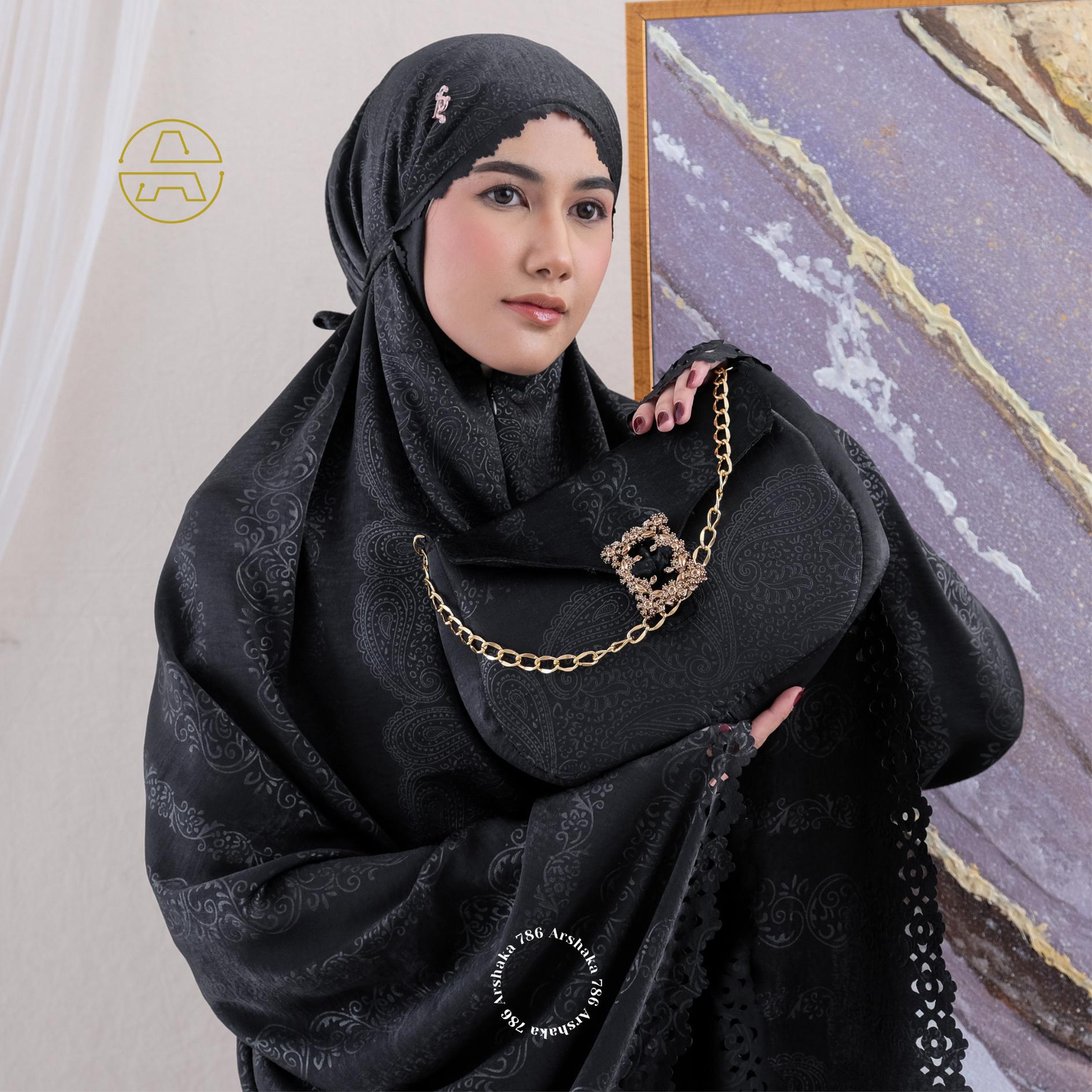 Arshaka 786 - Mukena Dewasa Mewah Sutra Santorini Silk Bunga Lux Laser Cut 2in1 Yasmine Series Arshaka Arshaka 786 - Mukena Dewasa Mewah Sutra Santorini Silk Bunga Lux Laser Cut 2in1 Yasmine Series Arshaka