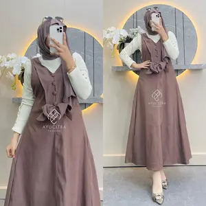 Overall Astrid Fashion Muslim Wanita Bahan Softjeans Panjang 125cm Maxi Dress untuk Pesta & Kondangan