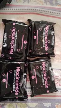 Product Review of 4PCS PRESTIGE NIACINAMIDE WHITENING SOAP ACNE AND OILY SKIN DRY SKIN SARK SPOT 75g from M**a L**4 0